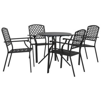 Berkfield Home Stackable Garden Chair Set 5 pcs Anthracite Powder-coated Steel in Black