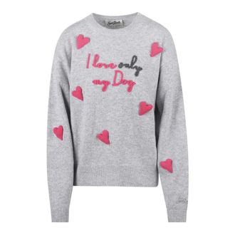 MC2 Saint Barth Louise Box Knit - Dames - Ronde hals truien - Grijs - S - Wol - Truien & Vesten