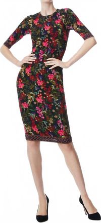 Alice & Olivia Delora Floral Crewneck Midi Dress In First Date Multi