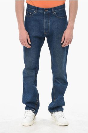 Off-white Cotton Dark Wash Jeans with 21cm Ankle Zip size 32