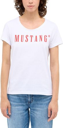 Mustang Kurzarmshirt MUSTANG Damen Style Alma, Damen, Gr. 4XL, weiss (wei&szlig;), Jersey, 100% Baumwolle, Rundhals, Shirts Kurzarmshirt