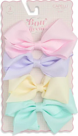 Capelli Baby 4-Pack Assorted Bows in Pastel Combo at Nordstrom