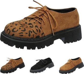 Generic Womens Leather Shoes in Retro Style with Flat Heel, Round Toe, Flat Sole, Moccasins, Soft Sole, Suede Shoes, Low Shoes, No Laces, Loafers, Lightweight