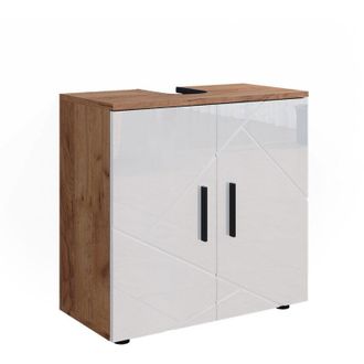 Vicco Mobile sottolavabo per bagno Irma, Bianco lucido/oro power oak, 60 x 59 cm
