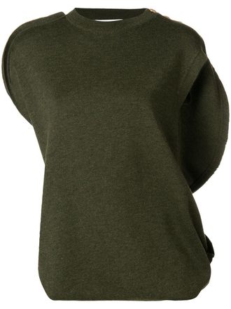 J.W.Anderson asymmetric knitted top - women - Merino - S - Green