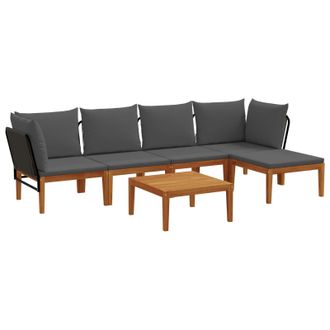 vidaXL 6 Pz Legno Massiccio Di Acacia E Corda Naturale Vidaxl