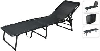 OEM No Disponible 90555 Tumbona Plegable Met&aacute;lica Negra, Multicolor, Est&aacute;ndar