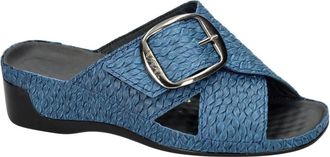 Vital Schoenen, Dames, Blauw, 37 EU, Leer, Tina Wedge Slide