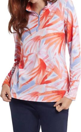 Tribal Performance Mock Neck Long Sleeve Top In Orchid