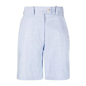 Kenzo Linnen Casual Shorts - Dames - Korte Broeken - Blauw - M - Linnen - Korte Broeken