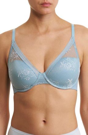 Natori Love Lace Back Smoothing Plunge T-Shirt Bra in Succulent/sky Green at Nordstrom, Size 38Ddd