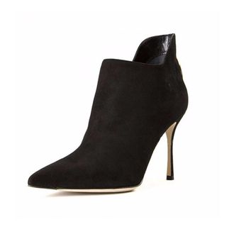 Generic Womens Classic Black Stiletto Heel Short Booties, Sexy Pointed Toe Comfort High Heels Ankle Boots, Fashion Side Zipper Suede Dance Evening Dress Shoes