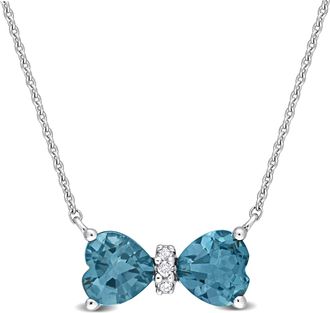 Mimi & Max 1ct TGW London Blue Topaz and Diamond Accent Necklace in 10k White Gold