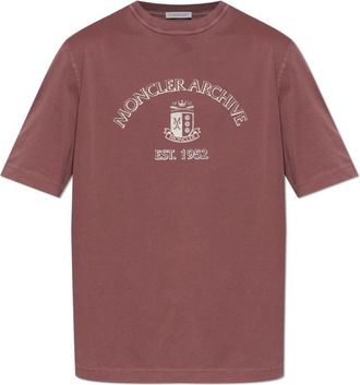 Moncler Logo T-Shirt - Heren - T-shirts - Rood - M - Katoen - Tops