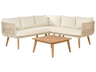 Beliani Conjunto de jard&iacute;n de madera beige 5 personas