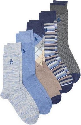Original Penguin Wrigley Stripe Assorted 3-Pack Crew Socks in Navy at Nordstrom Rack