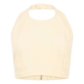 Le Kasha Sleeveless Tops, female, Beige, Size: S Short Top in Cotton