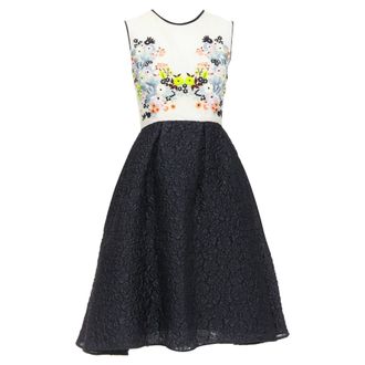 Erdem Erdem Faris Runway cream silk blend floral embroideRed cloque dress
