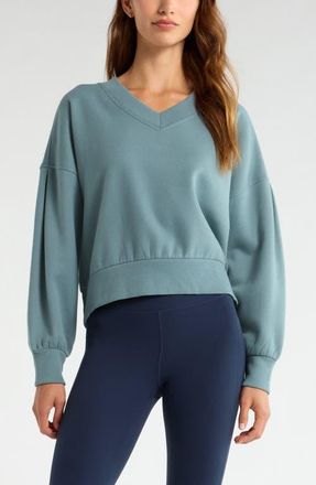 Zella Cloud Fleece Sweatshirt in Teal Dusk at Nordstrom, Size X-Small
