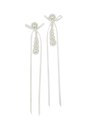 Simone Rocha White Victorian Bow Pearl Earrings