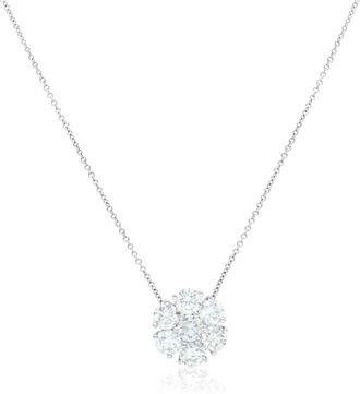 Diana M. Jewels 18 karat white gold cluster pendant with round brilliant cut diamonds weighing 0.56 cts total