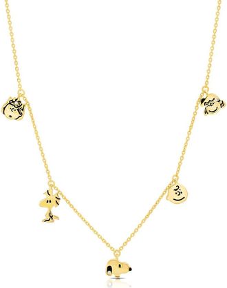 Crislu x Peanuts Snoopy & Friends Charm Station Necklace in 18Kt Yellow Gold /Clear Stone at Nordstrom, Size 16
