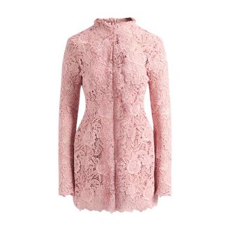 Sportmax Short Dresses, female, Pink, M, Short Floral Macram&egrave; Dress in Pink