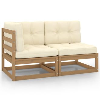 vidaXL Set De Muebles De Jard&iacute;n 2 Pzas Cojines Madera Pino Marr&oacute;n Miel Vidaxl