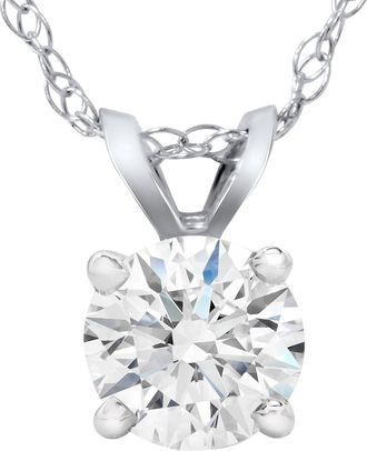 Pompeii3 3/4Ct Lab Grown Round Cut Diamond Pendant Necklace 14K White Gold