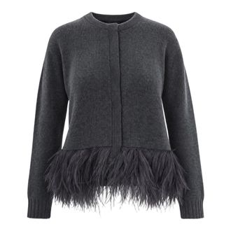 Fabiana Filippi Cardigan met ronde hals - Dames - Truien - Grijs - Maat: XS Zijde