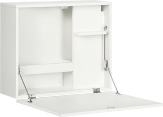 OEM Scrivania A Muro Pieghevole E Salvaspazio Con Ripiani, Per Casa E Ufficio, In Truciolato E Mdf, 60x21.5x50 Cm, Bianco