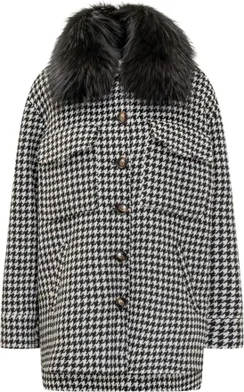 Ava Adore fur-collar coat - White
