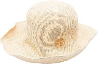 Ruslan Baginskiy Hats, female, Beige, Size: ONE SIZE Woven Straw Bucket Hat