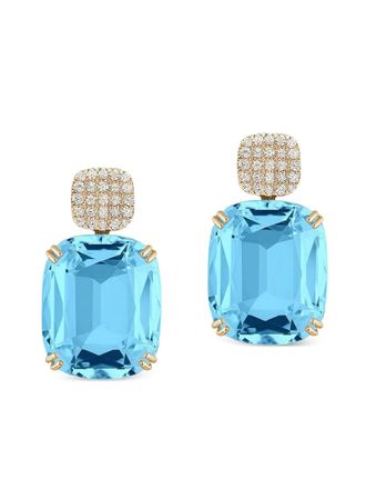 Goshwara 18K yellow gold blue topaz earrings - women - 18kt Gold/Diamond/Blue Topaz - One Size