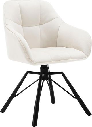 Woltu Woltu Silla De Comedor Decorativas Tapizadas En Terciopelo Transpirable Con Respaldo Ergon&oacute;mico Reposabrazos Y Patas De Metal 58x54x82 Cm Crema A