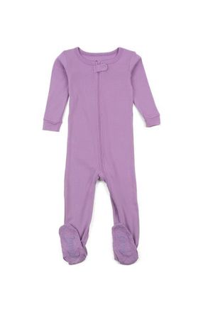 Leveret Footed Printed Cotton Pajamas, Solids, Stripes & Tie Dye in Purple at Nordstrom, Size 18-24M