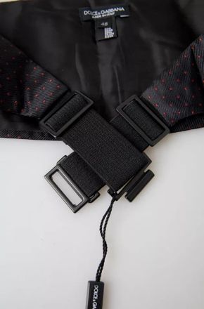 Dolce & Gabbana Black Silk Dotted Waist Tuxedo Belt Mens Cummerbund