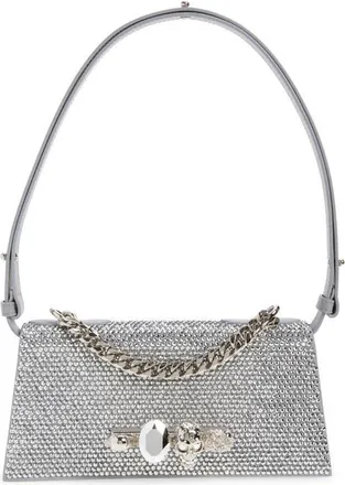 Alexander McQueen Mini Jeweled Shoulder Bag in Lead at Nordstrom