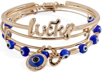 Alex and Ani Evil Eye Bangle Bracelet Set Of 3 in Gold at Nordstrom, Size Small