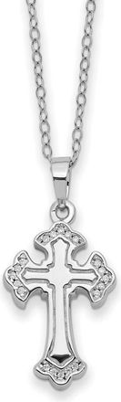Diamond2Deal Sterling Silver Cubic Zirconia Eternal Home Cross Ash Holder Necklace