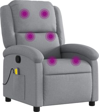 vidaXL Sill&oacute;n Reclinable De Masaje De Tela Gris Claro Vidaxl