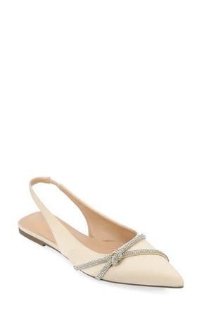 Journee Collection Rebbel Pav&eacute; Crystal Knot Slingback Flat in Champagne at Nordstrom Rack, Size 6.5