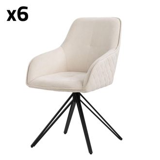 ML Design Sillas giratorias 360 grados, lote de 6, color crema