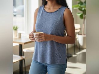Vince Camuto Sleeveless Knit Top In Blue