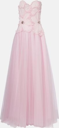 Costarellos Abito bustier Edra in tulle con decorazioni