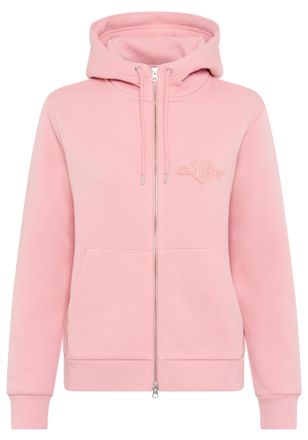GANT Kapuzensweatjacke GANT REG TONAL SHIELD ZIP HOODIE, Damen, Gr. L, summer rose, angeraute Sweatware, Obermaterial: 78% Baumwolle, 22% Polyester, regula