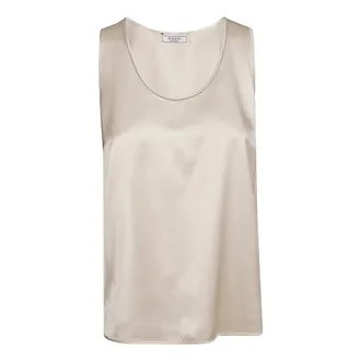 PESERICO Peserico, Sleeveless Tops, female, White, Size: M Viscose Satin Top