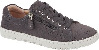 Jo & Joe Ladies Casual Comfort Real Suede Stylish Leisure Shoe with Lace and Zip Fastening Easy to Wear, Lightweight Sizes 4-8 (Grey, UK Footwear Size System, 