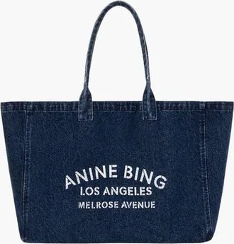 Anine Bing Leo Denim Tote in Ink Blue at Nordstrom
