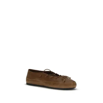 Miu Miu Womens Brown Lamb Ovis Aries Ballet Flats